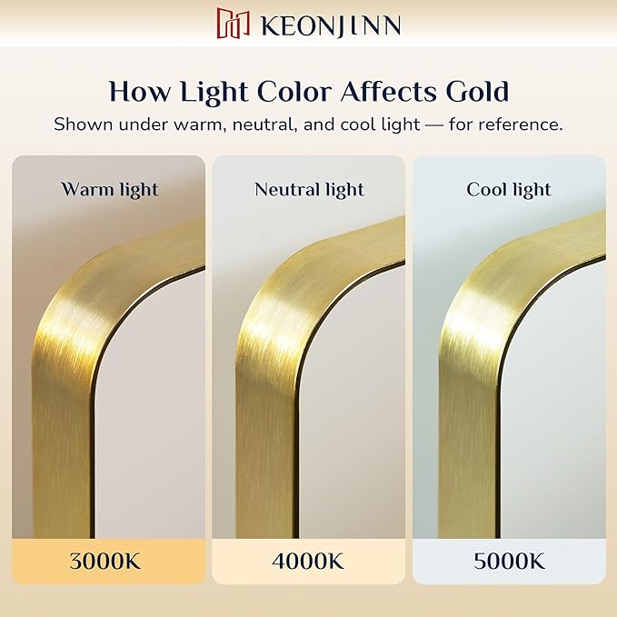 Keonjinn Gold Bathroom Mirrors for Over Sink, 40” x 30” Brushed Brass Mirror - Image 4
