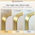 Keonjinn Gold Bathroom Mirrors for Over Sink, 40” x 30” Brushed Brass Mirror - Image 4