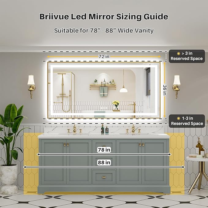 72x36 Inch LED Bathroom Mirror - Image 2