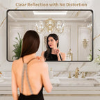 LOAAO 40X36 Inch Black Metal Framed Bathroom Mirror - Image 2