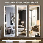 Kosmonia 63x24 Frameless Full Length Mirror, Dimmable 3 Color LED Light - Image 4