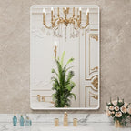 LOAAO 32x36 Inch White Metal Framed Bathroom Mirror - Image 8