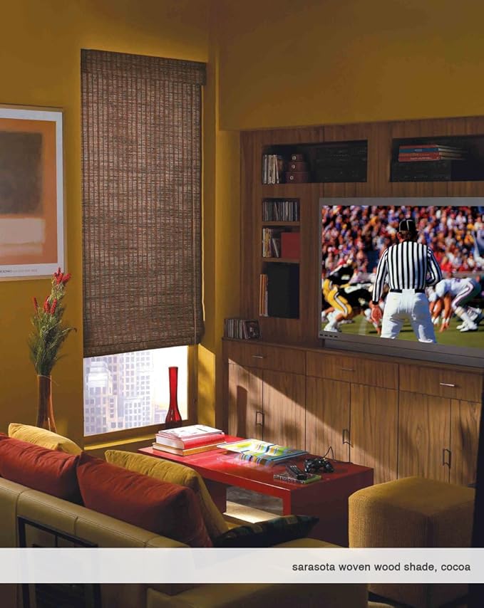 Cordless Woven Wood Roman Shades, 55W x 72H, Hatteras Camel, Sizes 20-72 Wide - Image 4