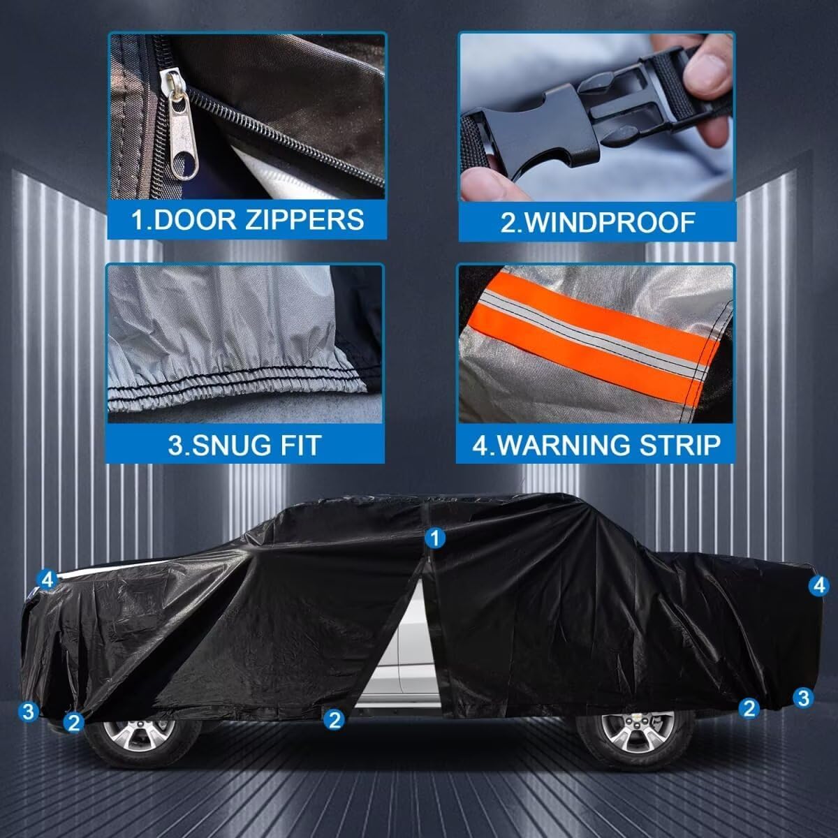 Honda Ridgeline Truck Cover Custom Fit 2005-2026 Crew Cab Short Bed(5.3') with Door Zipper, 10 Layers Outdoor Heavy Pickup Truck Cover Waterproof All Weather, Wind Dust Sun Protector.