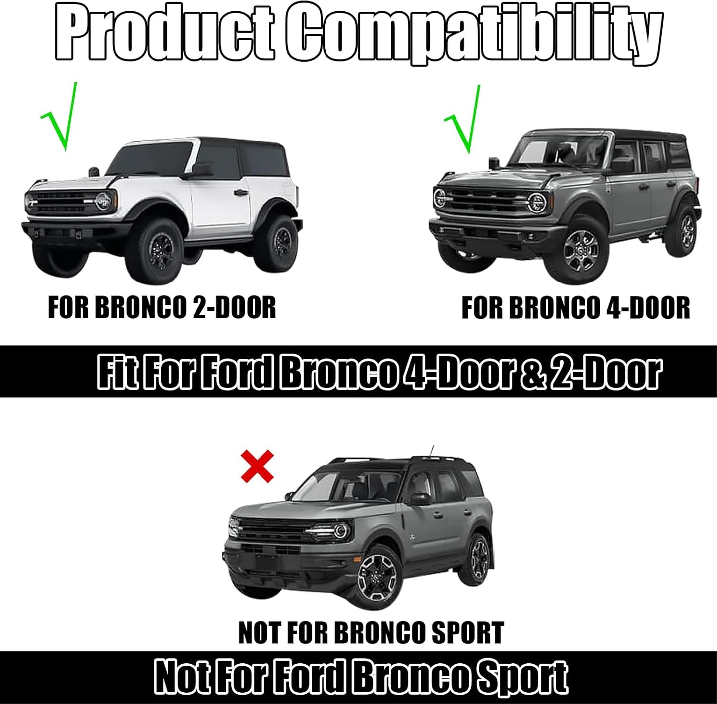 Hood Deflector Hood Protector Compatible with Ford Bronco 2/4 2024 2023 2022 2021 Matte Carbon Fiber Hood Protector Bug Deflector Stone Guard(Not for Bronco Sports)