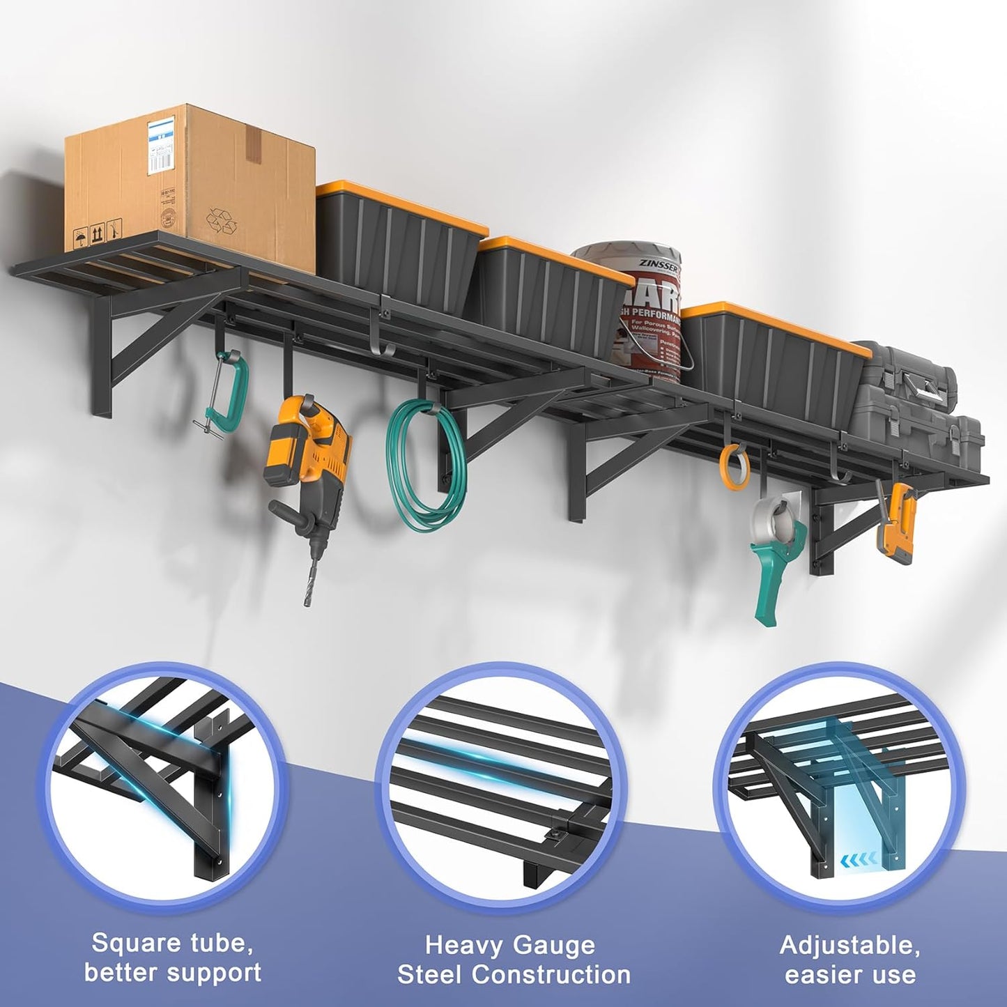 2-Pack 1x4ft Heavy Duty Garage Shelving, 1' x 4' Garage Wall Shelving Wall Mounted (2pack-1x4ft)