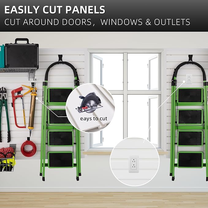 Slatwall Panel Garage Organizer Heavy Duty Wall Mounted, PVC Slat Panels Home - Image 5