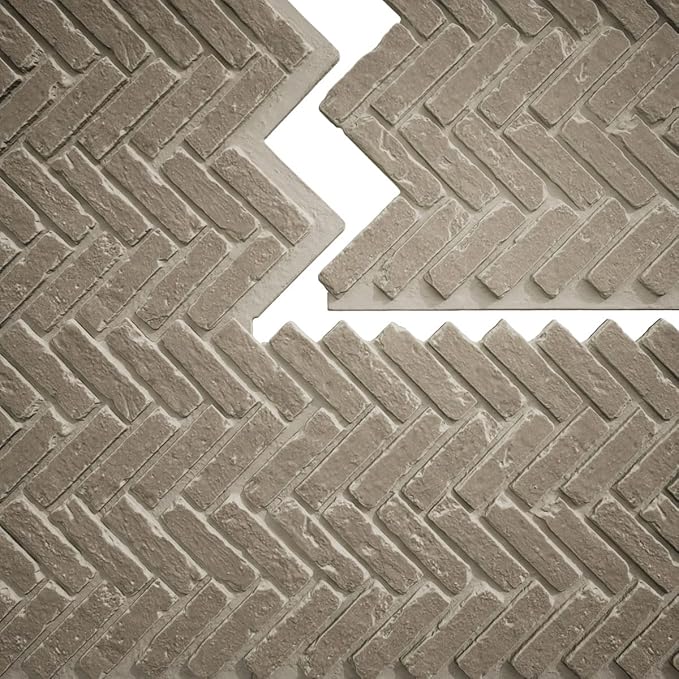 EverStone Herringbone Faux Brick Panel, 46 1/2"W x 25 1/4"H x 1"D, Antique - Image 9
