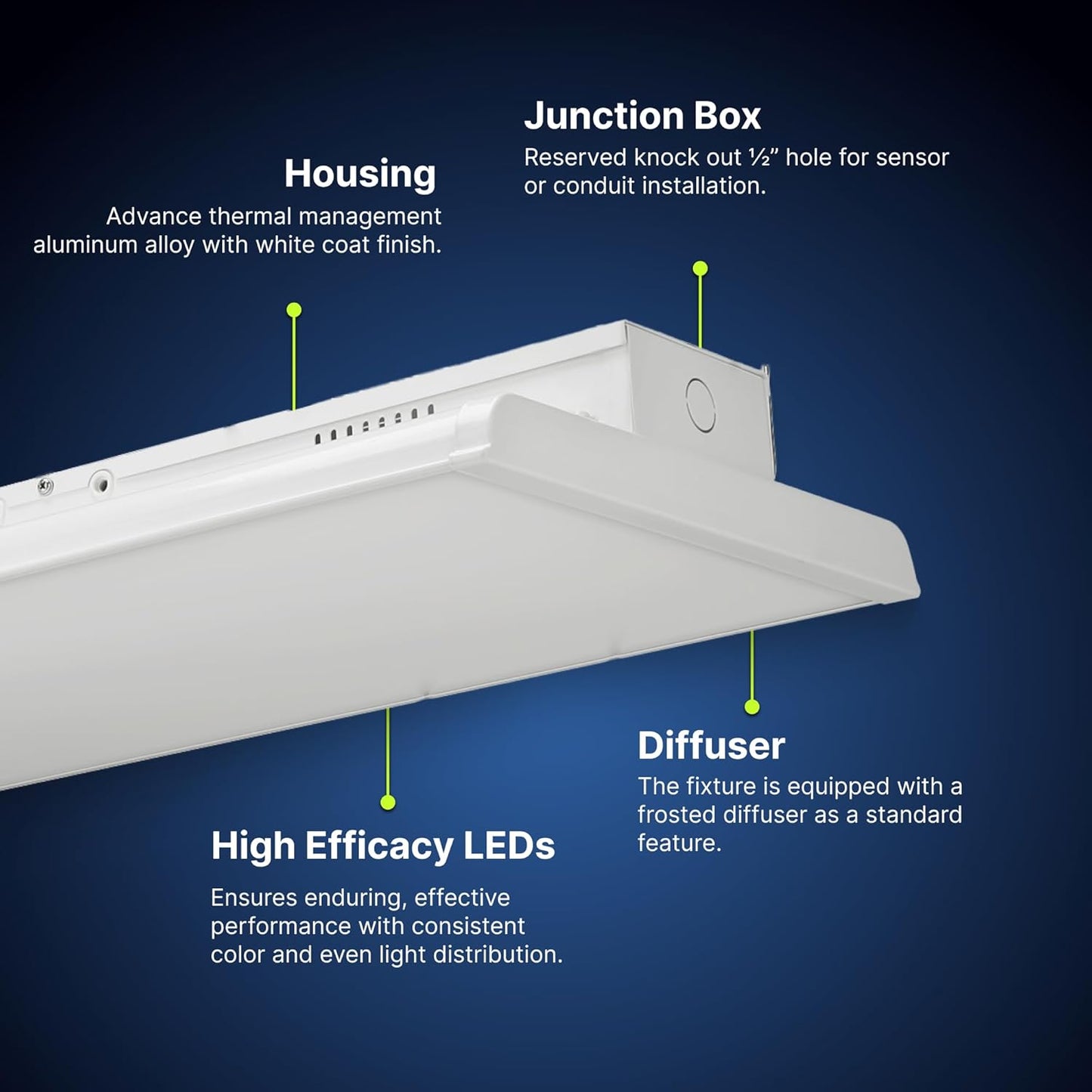 2 FT Linear LED Shop Light, 165W, 22,434LM, Industrial & Warehouse Use, 5000K Daylight, Dimmable, UL & DLC Listed, Garage, Workshop Light