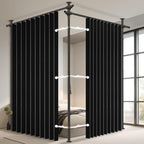 100% Blackout Room Divider Curtains Sets Black 2 Panels W100 x L96in No Drill by AJAZZ