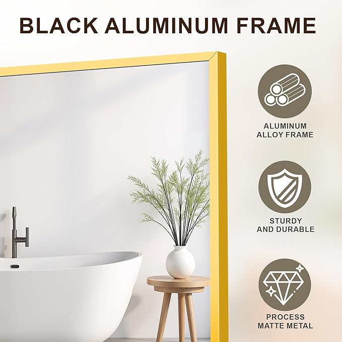 FICTOR Bathroom Vanity Mirror-Gold, 60x36 Inch, Shatterproof & Anti-Rust - Image 5