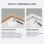 Amorho Bathroom Mirror, 60 X36 Inch Wall Mirror, Oak Wood Grain Metal Framed - Image 3