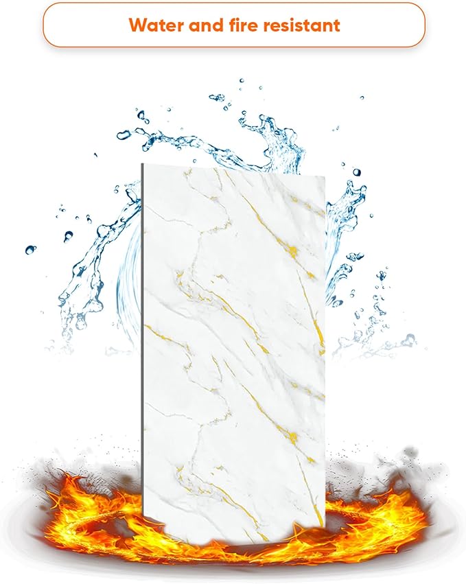 IZODEKOR Marble-Look Wall Panels – Set of 4, 47.24 × 23.62 inches – Alternative - Image 6