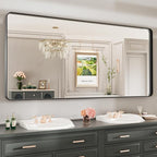 LOAAO 77X36 Inch Black Metal Framed Bathroom Mirror - Image 8