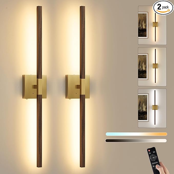 Rayogale 32 Inch Rechargeable Battery Operated Wall Sconce Set 2, 8000mAh by Rayogale