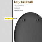 VooBang Large Black Round Bathroom Mirror, 48 inch Circle Wall Mounted Hanging - Image 5