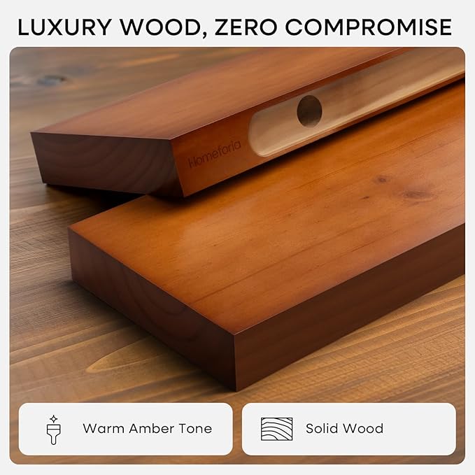 Homeforia Oak Floating Shelves 36 inches Long, High End Solid Real Wood 36 inch - Image 4
