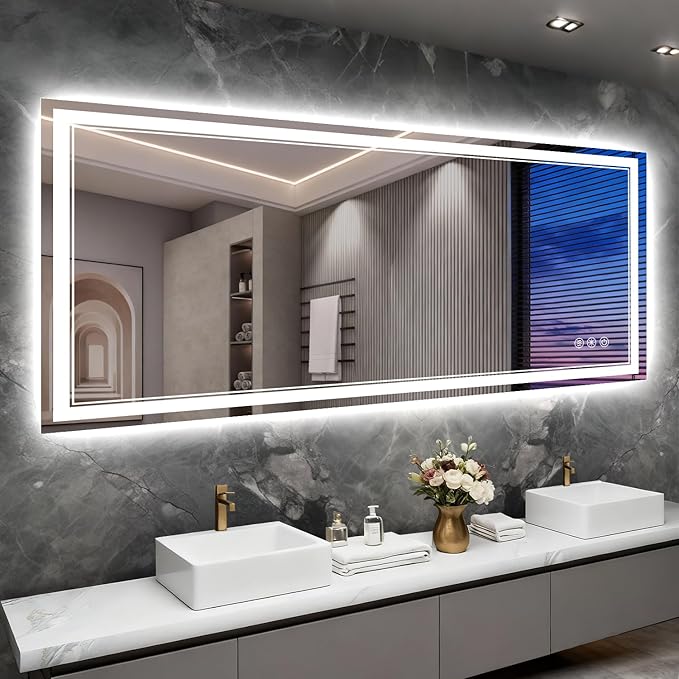72x32 Inch LED Bathroom Mirror by Wedhouc