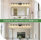 DORESshop 55 Inch Bathroom Light Fixtures, 8-Light Black Bathroom Lighting - Image 2