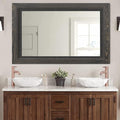 YOSHOOT Rustic Wooden Framed Wall Mirror, 40x30 Inch, Natural Wood and Iron by YOSHOOT