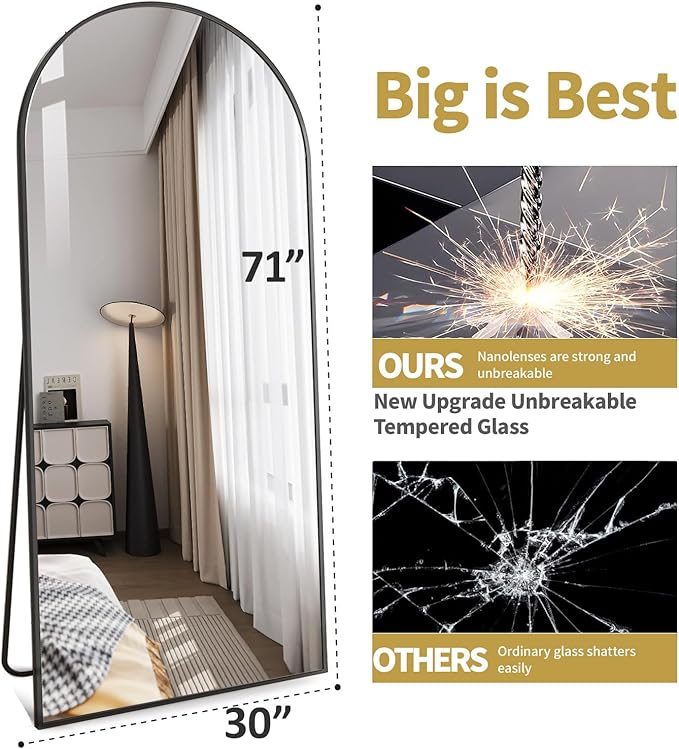 DMWOODFL 71"x30" Arched Full Length Mirror - Image 2
