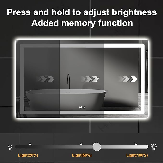Led Mirror for Bathroom, 30x55 Bathroom Vanity Mirror for Wall - Image 2
