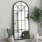Full Length Mirror, Large Body Arched Wall Mounted Window Pane Mirrors - Image 3