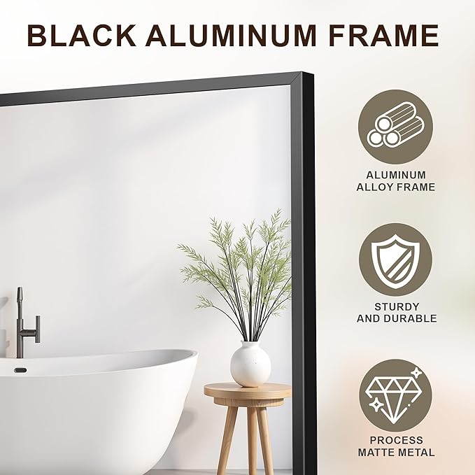 FICTOR Bathroom Vanity Mirror-Black, 60x36 Inch, Shatterproof & Anti-Rust - Image 5