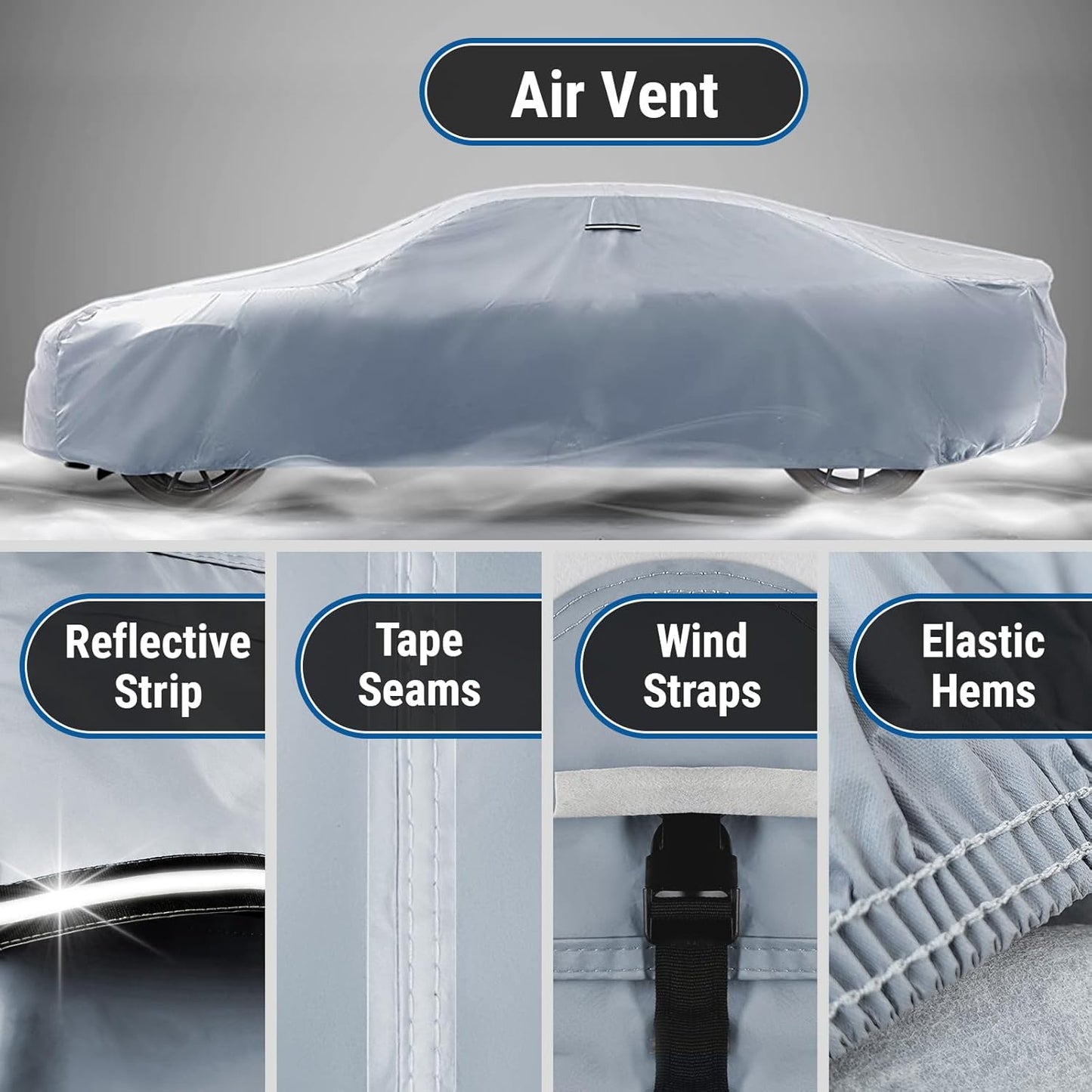 iCarCover Custom Car Cover for Pontiac Silver Streak (1946-1948) Waterproof All-Weather Rain Snow UV Sun Protector Full Exterior Indoor Outdoor Car Cover (Stripe - Gray/Black)