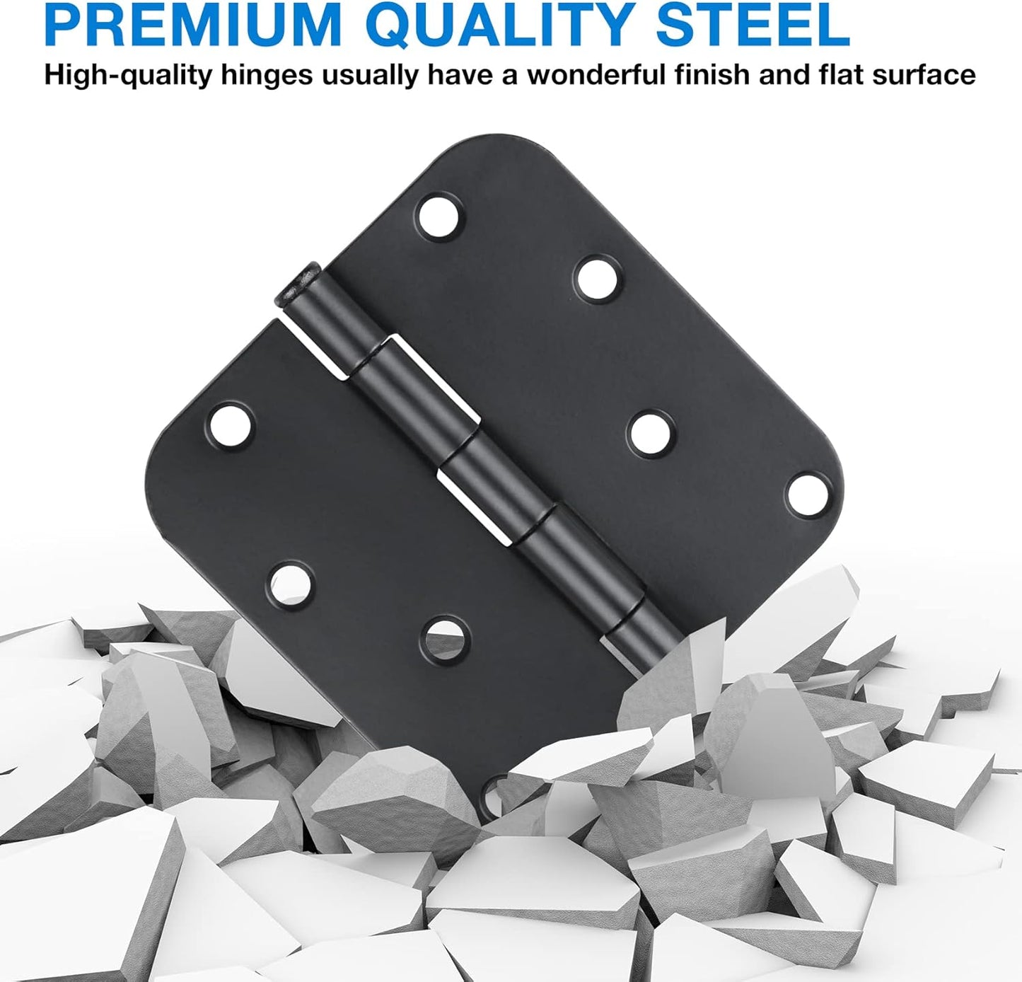 18 Pack Black Door Hinges 4 Inch x4 Rounded Heavy Duty Exterior Door Hinges Black Matte Black Hinges for Interior Doors,Front/Entry/Hinged/Steel/Barn-Style/Inside/Outside Door Hardware Hinge 8 Holes