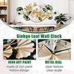 Large Wall Clock for Living Room, 3D 47 Inch Metal Ginkgo Leaf Wall Decor - Image 5