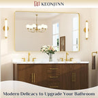 Keonjinn Gold Mirrors for Wall, 60” x 36” Large Brushed Brass Bathroom Mirrors - Image 2