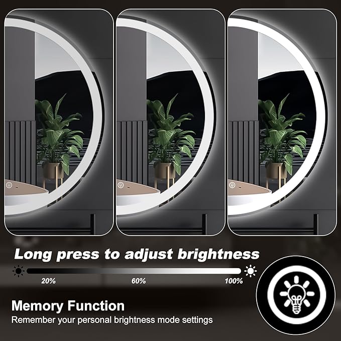 DUMOS 36 Inch Round LED Bathroom Mirror - Image 7