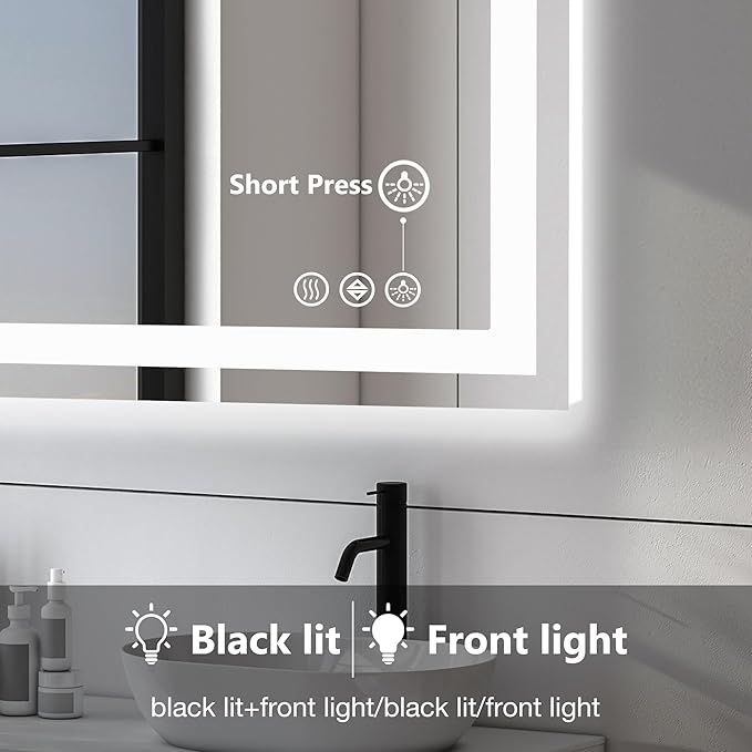 DUMOS 32.1"x40.1" LED Bathroom Mirror, Smart Anti-Fog Bathroom Vanity Mirror - Image 5
