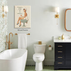 Boho Sage Green Bathroom Poster Vintage 70s Pin Up Girl Wall Art 24X36 inch - Image 3
