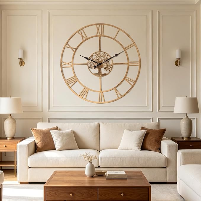48 Inch Large Wall Clock for Living Room – Bronze Metal Clock - Image 3