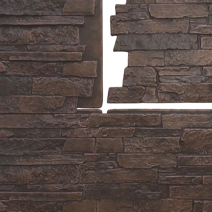 EverStone Acadia Ledge Faux Stone Panel, Dark Tobacco Color - Image 9