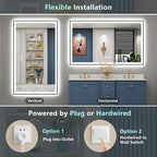57x36 Black Framed LED Bathroom Mirror - Image 7