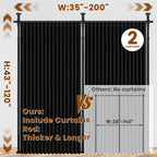 100% Blackout Room Divider Curtains Sets Black 2 Panels W100 x L84in No Drill - Image 2