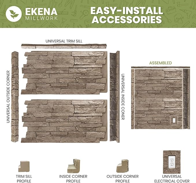 EverStone Aged Brick Faux Brick Panel, 46 7/8" W x 27" H x 1 1/4" D, Farmhouse - Image 14