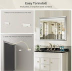 40x30 Inch Brushed Silver Bathroom Mirror - Image 4