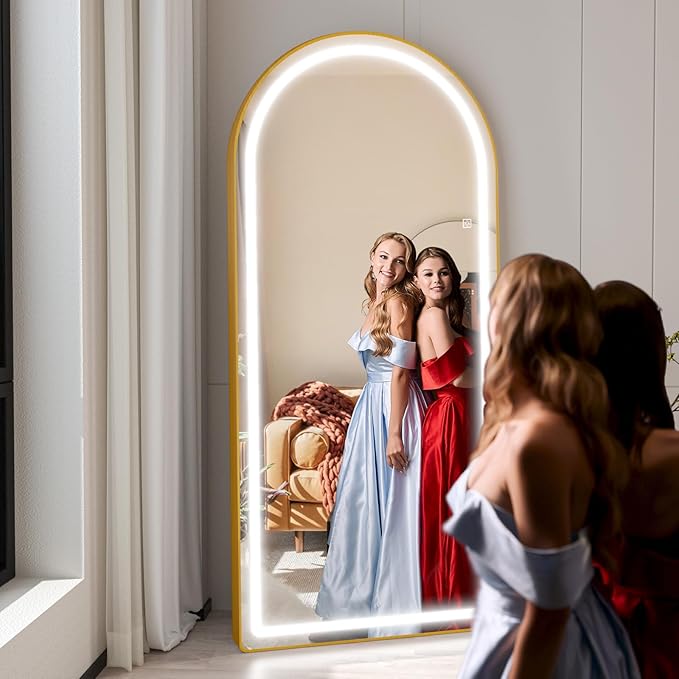 FENNIO Full Length Mirror with Lights, Free Standing Lighted Floor Mirror - Image 2