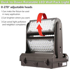 Dusk to Dawn100W Rotatable LED Wall Pack Light, 5000K 14000LM 400-600W HPS/HID - Image 4