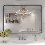 LOAAO 40X30 Inch Black Metal Framed Bathroom Mirror - Image 7