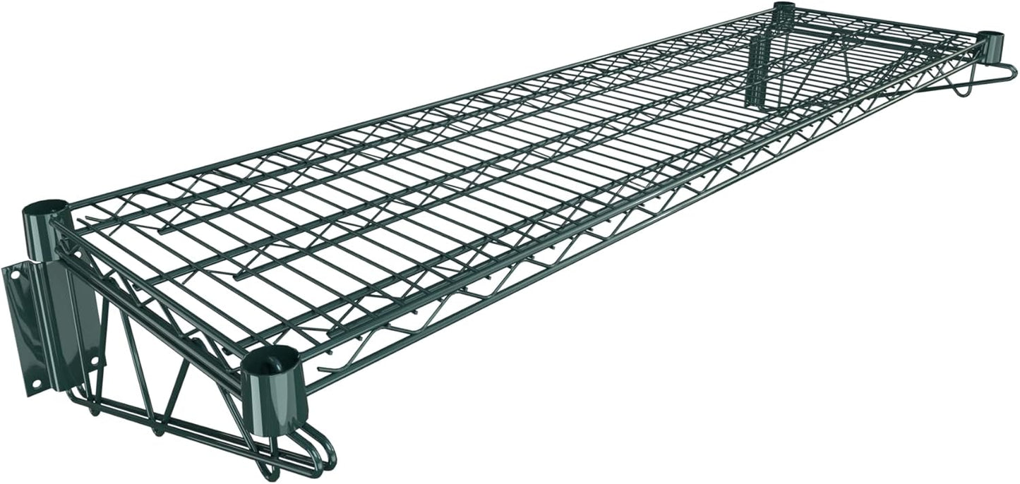 14" x 48" Green Epoxy Wire Wall Mount Shelf