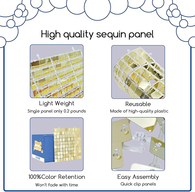 COKAOBE Matte White Sequin Wall Backdrop, Photo Backdrops - Image 3