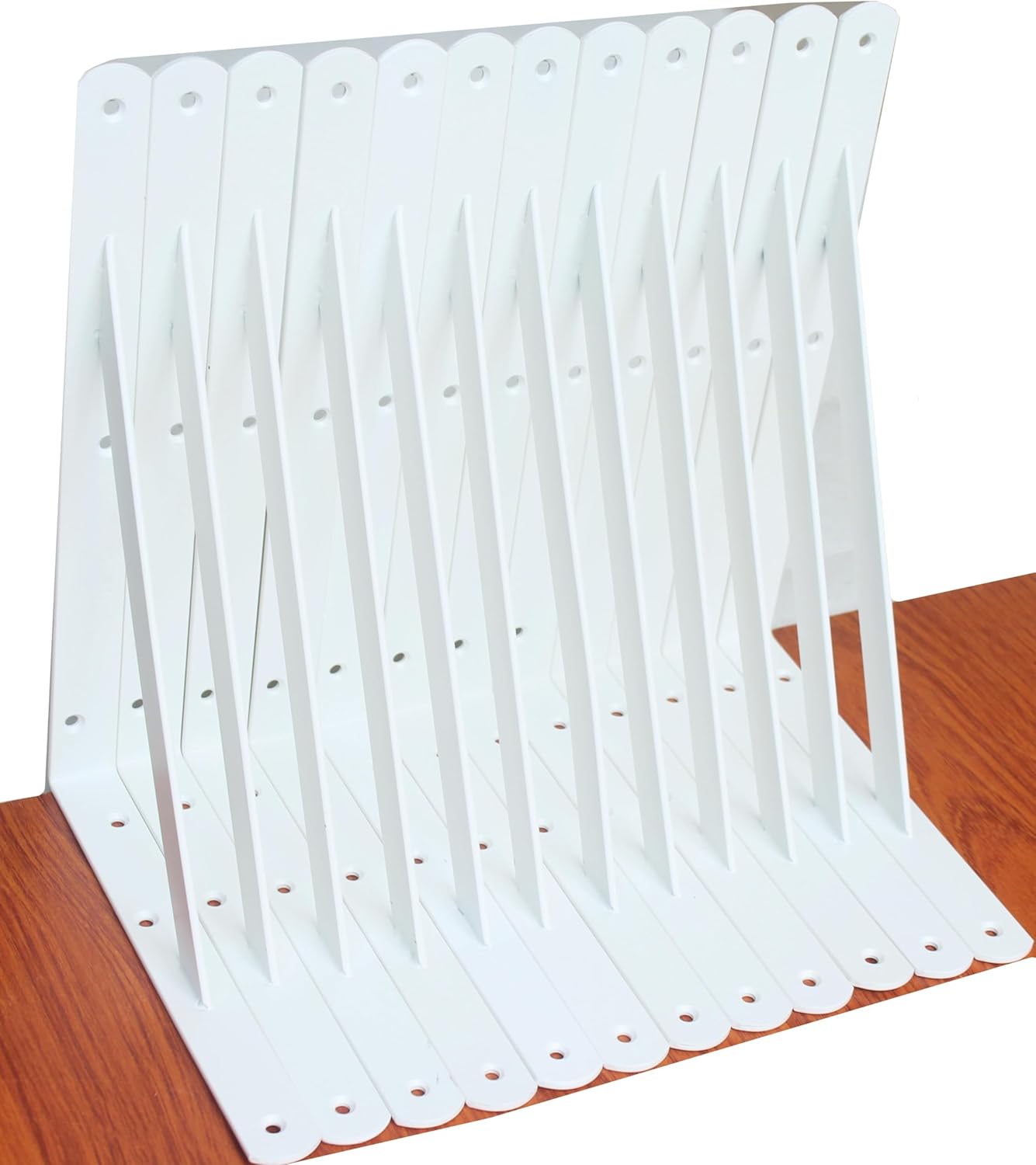 12 Pack L11 x H 8" White Heavy Duty Shelf Brackets with Screws Metal Shelf Brackets Shelf Support Angle Brackets for Shelves L Brackets Heavy Duty Floating Shelf