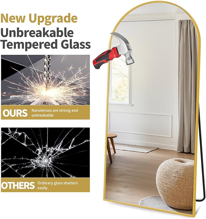 Dewfig Arched Full Length Mirror, Oversized Full Body Mirrors - Image 9
