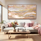 Abstract Pink Canvas Wall Art Framed Gold Abstract Line Artwork - Image 2
