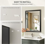 Briivue 40x38 Inch Black Bathroom Mirror - Image 5
